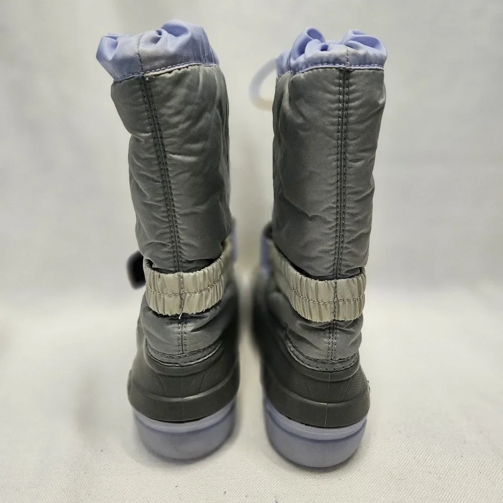Sorel Flurry Snow Boots‎ Youth 1 Gray Purple Waterproof Insulated Winter Kids